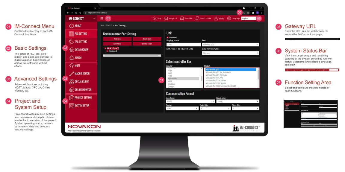 Novakon iM-Connect Web Tabanlı Protokol Gateway Konfigürasyon Arayüzü