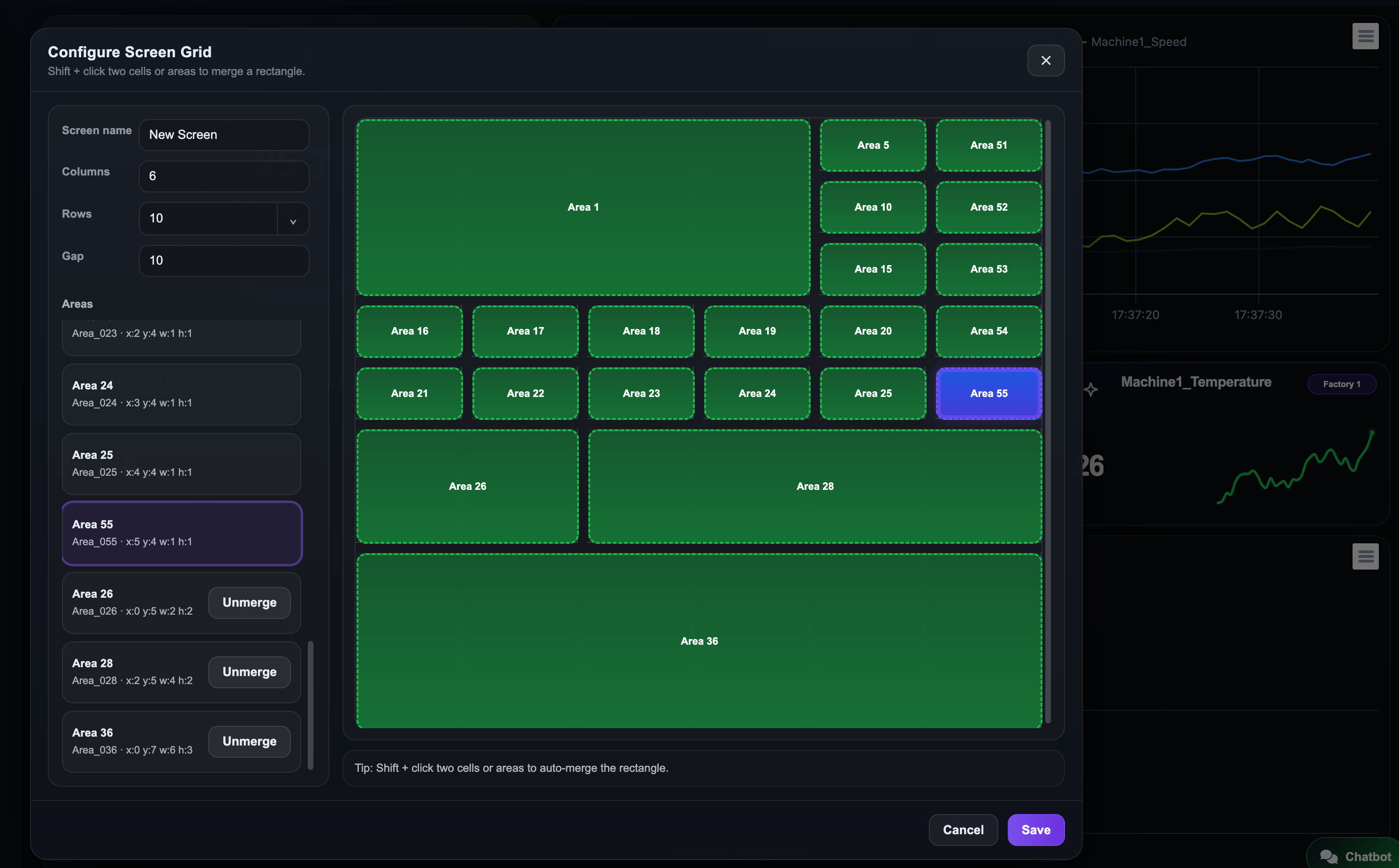 MeasureSphere screen design and Screen Grid interface